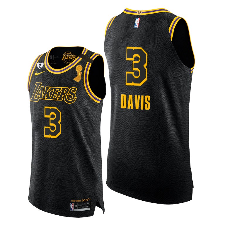Men's Los Angeles Lakers Anthony Davis #3 NBA Authentic Mamba 17X Social justice Finals Champions Black Basketball Jersey YRH3183RI